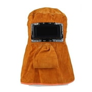 Yellow Head-Mounted Leather Hood Grinding Solar Auto Darkening Filter Lens Welder Leather Hood Welding Breathable Helmet Mask